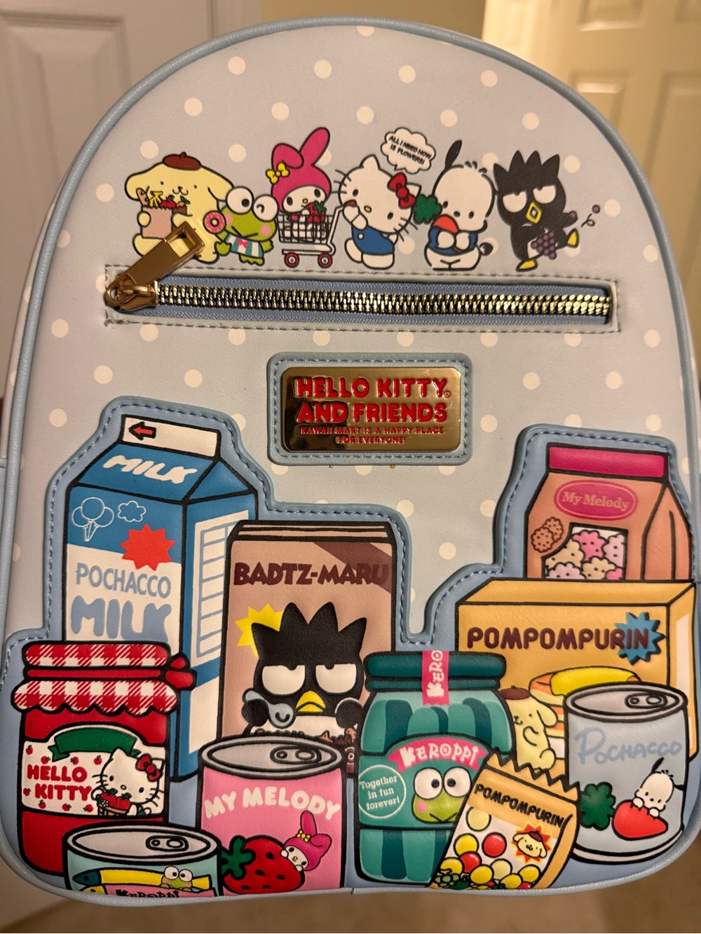 Hello Kitty And Friends Pastel Blue Kids Backpack with Colorful Character Print